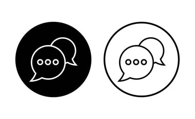 Sohbet simgesi ayarlandı. Konuşma balonu ikonu. Yorum simgesi vektörü. Mesaj var. Bizimle irtibata geç