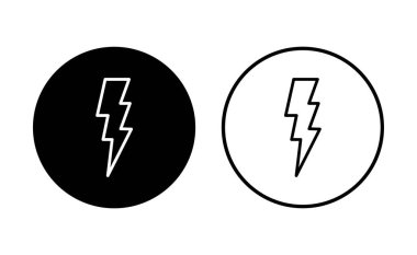 Şimşek simgesi ayarlandı. Elektrik ikon vektörü. Güç simgesi. enerji işareti