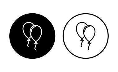 Balon simgesi ayarlandı. Parti balonu süsleme doğum günü vektörü. Balon siyah siluet simgesi