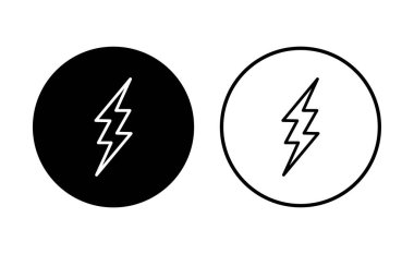Şimşek simgesi ayarlandı. Elektrik ikon vektörü. Güç simgesi. enerji işareti