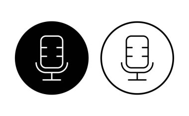 Mikrofon simgesi ayarlandı. karaoke simgesi vektörü