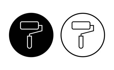 Boya simgesi seti. boya fırçası ikon vektörü. boyama silindiri vektörü