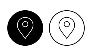 Pin simgesi ayarlandı. Konum simgesi vektörü. hedef simgesi. harita iğnesi