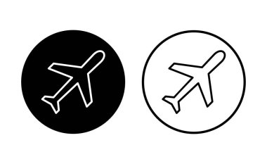 Uçak simgesi ayarlandı. Uçak ikonu vektörü. Uçuş taşıma sembolü. Seyahat illüstrasyonu. Tatil sembolü