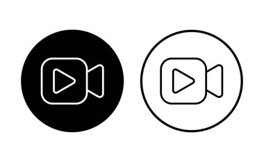 Video simgesi seti. Video kamera ikon vektörü. Film tabelası. Sinema