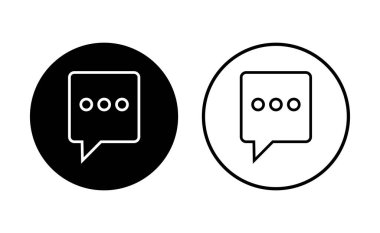 Sohbet simgesi ayarlandı. Konuşma balonu ikonu. Yorum simgesi vektörü. Mesaj var. Bizimle irtibata geç