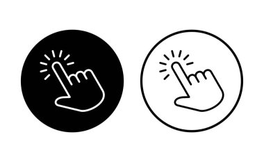 El imleç simgesi seti. Simge vektörüne tıklayın. El şıklaması. işaretleyici