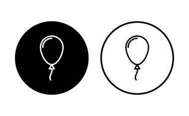Balon simgesi ayarlandı. Parti balonu süsleme doğum günü vektörü. Balon siyah siluet simgesi