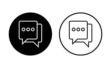 Sohbet simgesi ayarlandı. Konuşma balonu ikonu. Yorum simgesi vektörü. Mesaj var. Bizimle irtibata geç