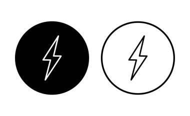 Şimşek simgesi ayarlandı. Elektrik ikon vektörü. Güç simgesi. enerji işareti