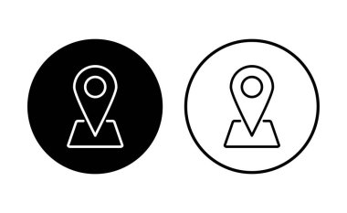 Pin simgesi ayarlandı. Konum simgesi vektörü. hedef simgesi. harita iğnesi