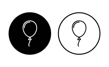 Balon simgesi ayarlandı. Parti balonu süsleme doğum günü vektörü. Balon siyah siluet simgesi