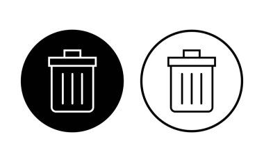 Çöp simgesi seti. Çöp kutusu simgesi. Simge vektörünü sil. çöp