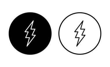 Şimşek simgesi ayarlandı. Elektrik ikon vektörü. Güç simgesi. enerji işareti