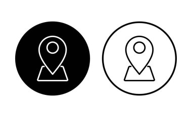 Pin simgesi ayarlandı. Konum simgesi vektörü. hedef simgesi. harita iğnesi