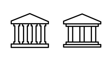 Banka simgesi seti. Banka vektör simgesi, müze, üniversite