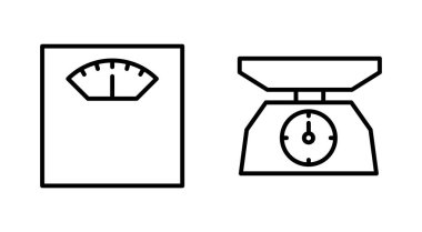 Ölçek simgesi seti. Ağırlık ölçeği simgesi. Kanun ölçekli ikon. Adalet