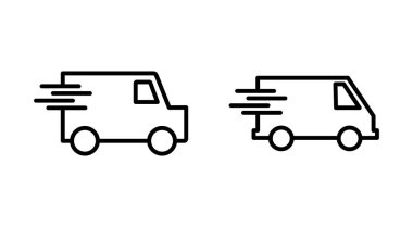 Hızlı nakliye kamyonu ikonu seti. Teslimat kamyonu ikonu. hızlı dağıtım simgesi