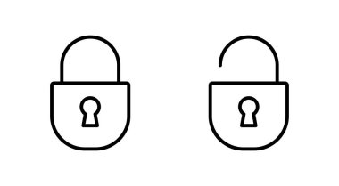 Kilit simgesi ayarlandı. Asma kilit ikon vektörü. Şifreleme simgesi. Güvenlik sembolü
