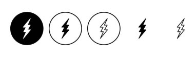 Şimşek simgesi ayarlandı. Elektrik ikon vektörü. Güç simgesi. enerji işareti