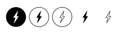 Şimşek simgesi ayarlandı. Elektrik ikon vektörü. Güç simgesi. enerji işareti