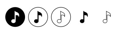 Müzik ikonu seti. Müzik simgesi vektörünü not et. ton simgesi
