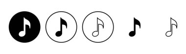 Müzik ikonu seti. Müzik simgesi vektörünü not et. ton simgesi