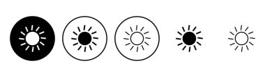 Güneş ikonu ayarlandı. Parlaklık Simgesi vektörü