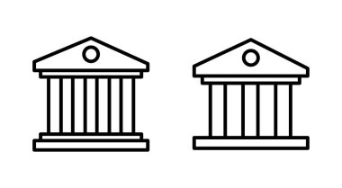 Banka simgesi seti. Banka vektör simgesi, müze, üniversite