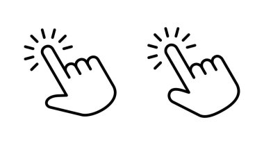 El imleç simgesi seti. Simge vektörüne tıklayın. El şıklaması. işaretleyici