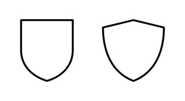 Kalkan simgesi ayarlandı. Koruma ikonu vektörü. Güvenlik vektör simgesi