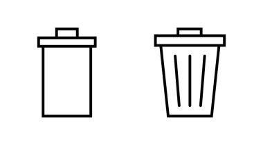 Çöp simgesi seti. Çöp kutusu simgesi. Simge vektörünü sil. çöp