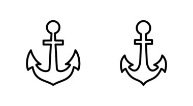 Çapa simgesi ayarlandı. Çapa sembolü logosu. Çapa deniz simgesi.