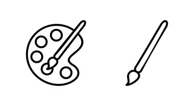 Boya simgesi seti. boya fırçası ikon vektörü. boyama silindiri vektörü