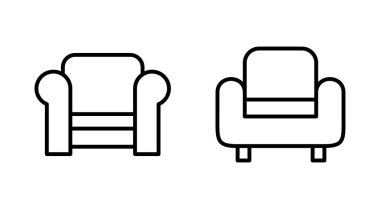 Koltuk simgesi ayarlandı. kanepe ikonu çizimi