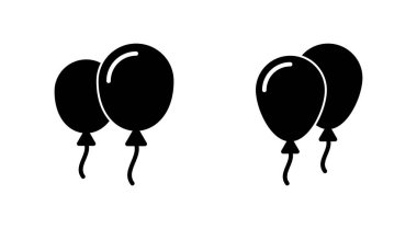 Balon simgesi ayarlandı. Parti balonu süsleme doğum günü vektörü. Balon siyah siluet simgesi