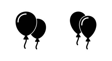 Balon simgesi ayarlandı. Parti balonu süsleme doğum günü vektörü. Balon siyah siluet simgesi
