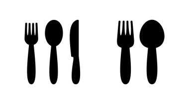 kaşık ve çatal ikonu seti. kaşık, çatal ve bıçak ikonu vektörü. restoran simgesi