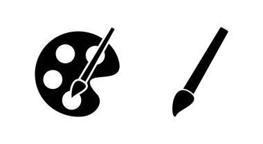 Boya simgesi seti. boya fırçası ikon vektörü. boyama silindiri vektörü