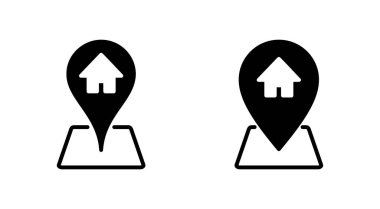 Adres simgesi ayarlandı. ev konumu simge vektörü