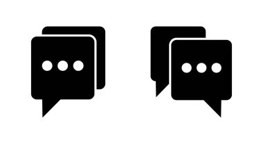 Sohbet simgesi ayarlandı. Konuşma balonu ikonu. Yorum simgesi vektörü. Mesaj var. Bizimle irtibata geç