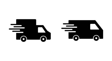 Hızlı nakliye kamyonu ikonu seti. Teslimat kamyonu ikonu. hızlı dağıtım simgesi