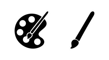 Boya simgesi seti. boya fırçası ikon vektörü. boyama silindiri vektörü