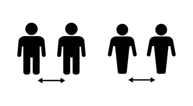 Sosyal uzaklık simgesi ayarlandı. Sosyal uzaklık simgesi. Kendini karantina işareti