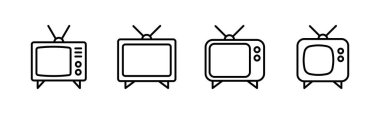Televizyon ikonu ayarlandı. televizyon simgesi vektörü