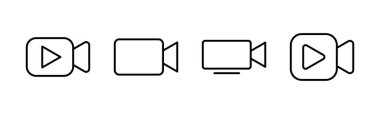 Video simgesi seti. Video kamera ikon vektörü. Film tabelası. Sinema