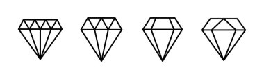Elmas simgesi seti. Elmas mücevher vektör simgesi.
