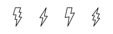Şimşek simgesi ayarlandı. Elektrik ikon vektörü. Güç simgesi. enerji işareti