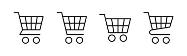 Alışveriş ikonu seti. Alışveriş arabası ikonu. Trolley simge vektörü