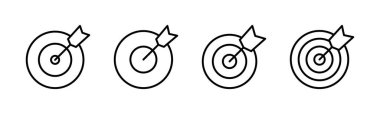 Hedef simgesi ayarlandı. hedef simge vektörü. hedef pazarlama simgesi vektörü